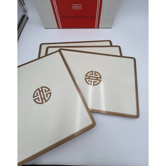 VTG RARE 1980's Pimpernel Asian Motif Acrylic Cork Back Placemats Set of 4 - Picture 4 of 8